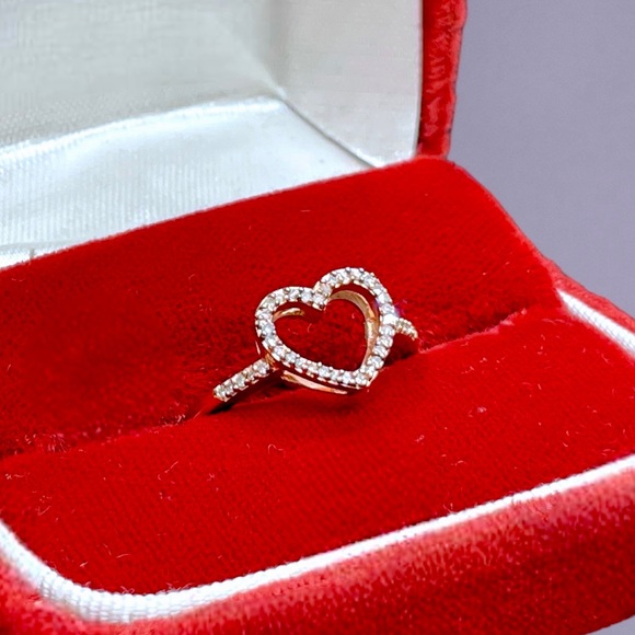 🌺 Rose Gold Heart Genuine Diamond Ring-NEW! - Picture 3 of 10